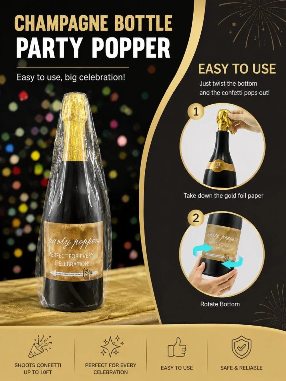 Champagne Bottle Confetti Party Popper Celebration New